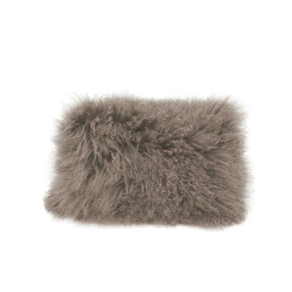 Moes Home Collection Lamb Synthetic Fur Rectangular Pillow- Grey XU-1001-29